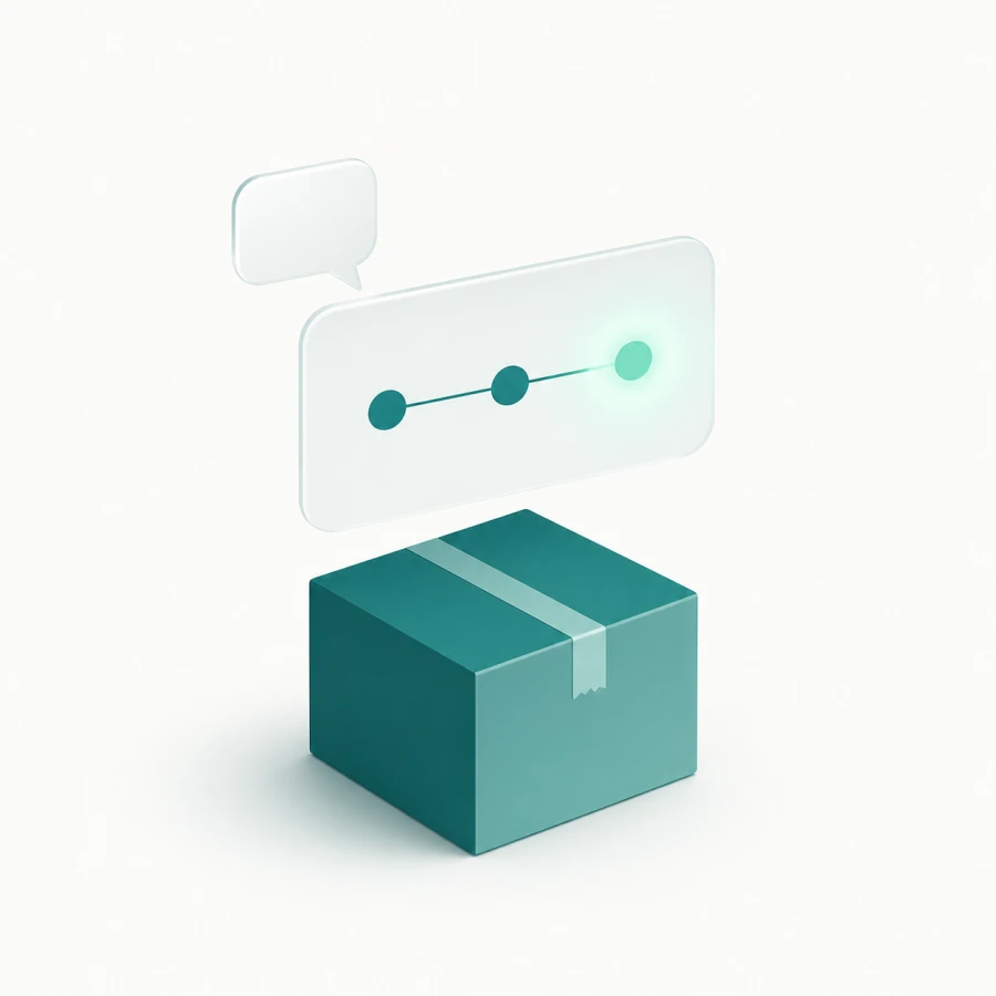 Abstract illustration of a parcel with an order tracking card.